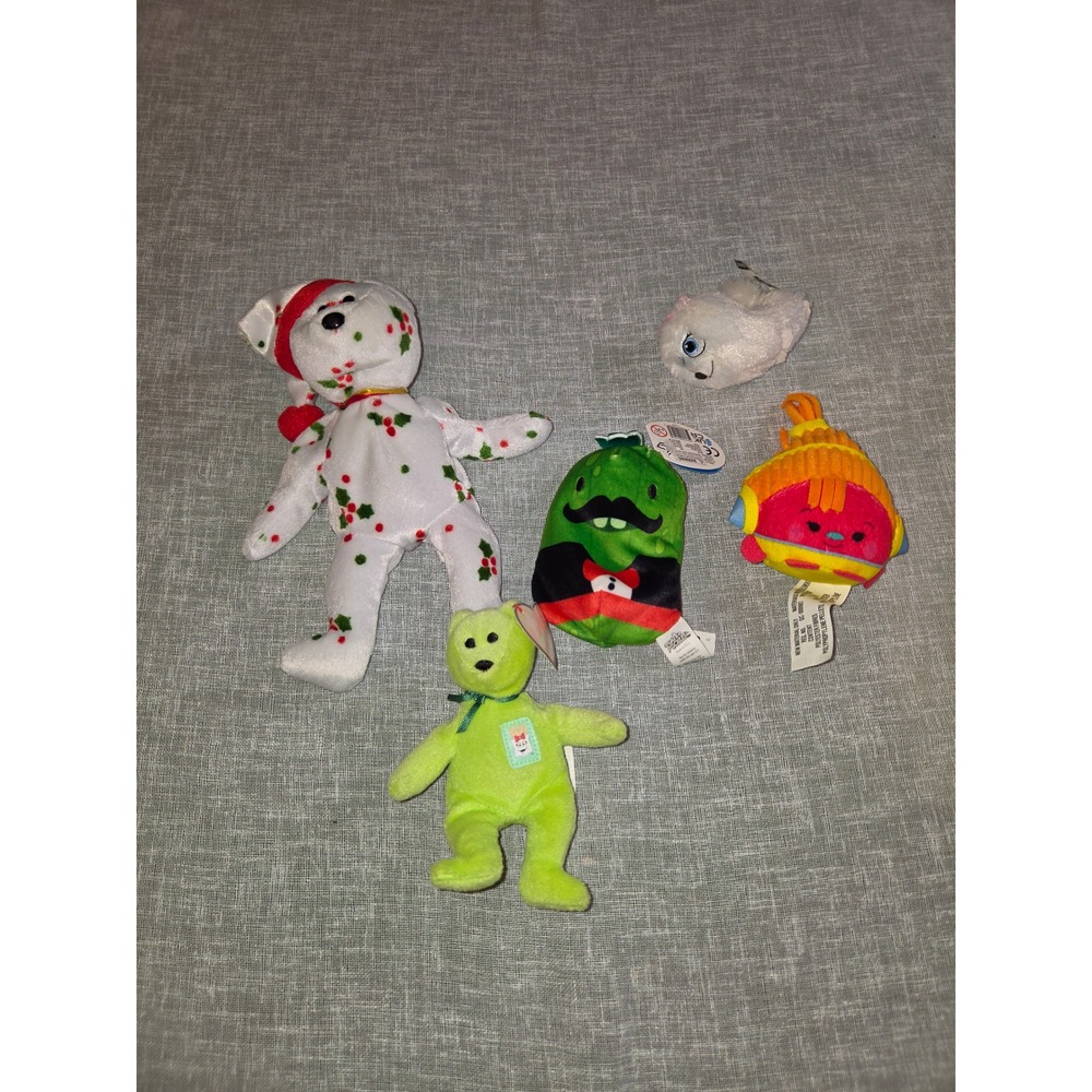 Plush Toy Lot Ty Teenie Beanie Bears Cats vs Pickles Holiday Bear Small Plushies